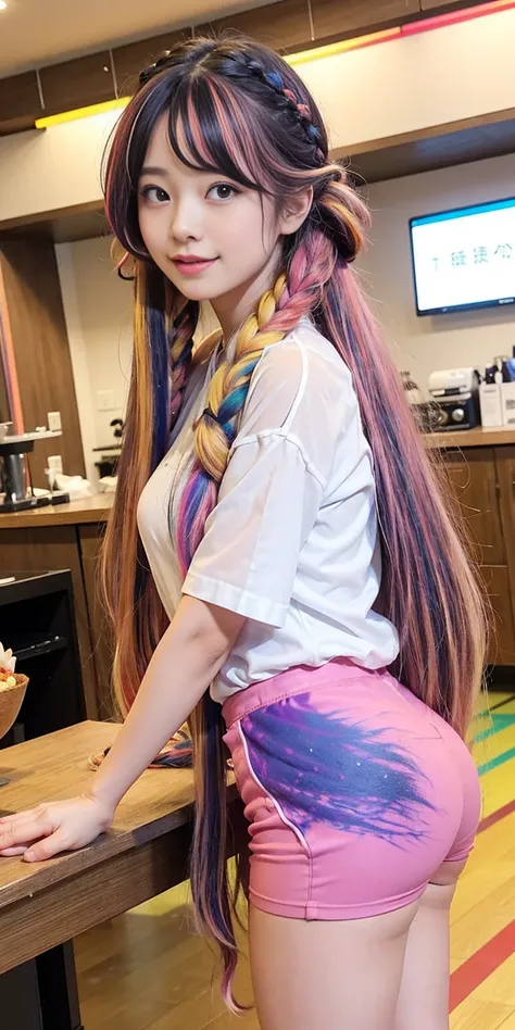 
12 year old girl、
Day本アイドル、

Cute Smile、
Lewd smile、　
Panting face、Pant voice、
Fluid organization:1.6), One beautiful girl with really wild hair, (Colorful wavy hair:1.2),( Two long braids:1.2), (Long wild hair:1.2), (Multicolored Hair: 1.9),Cute smile
Ba...