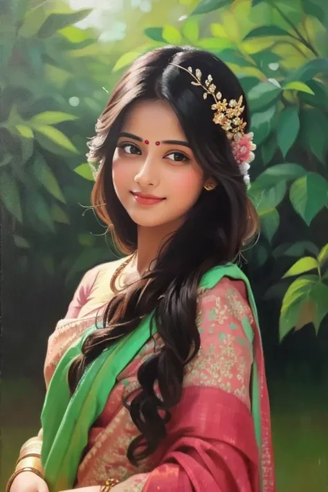 Painting of a fair girl wearing saree 