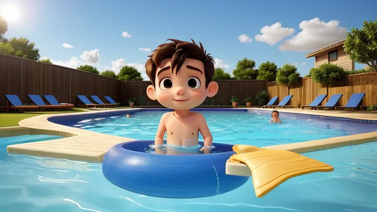 Little boy in swimming pool