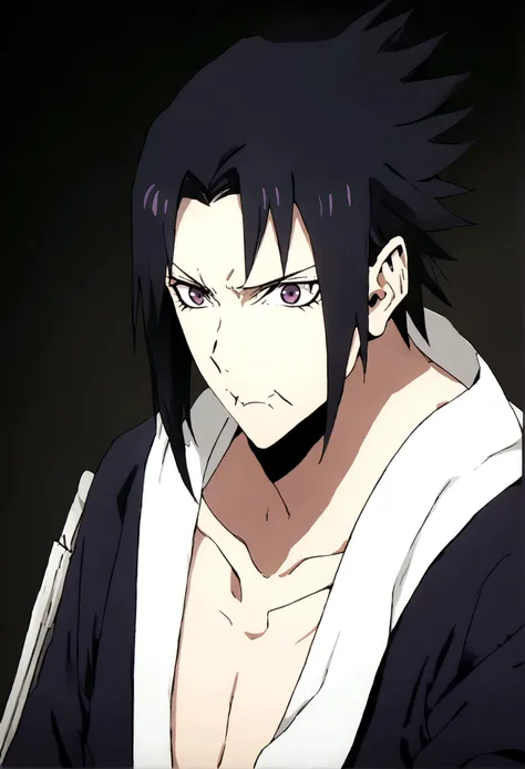 sasuke uchiha, with dagger, upper body, sharingan, angry