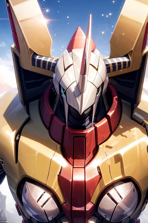 Masterpieces,official art,anthro,male,(wargreymon:1.2),Delicate face,Delicate eyes,helmet, armor, horn, digimon, upper body, depth of field, perfect lighting, light particles,(best quality),(masterpiece),(ultra detailed),sharp focus,light particles 