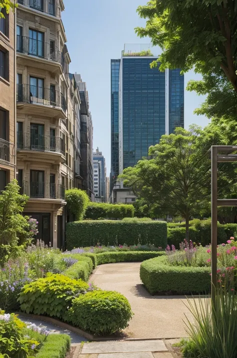 Two sides of city one brownish and grey while other one green vibrant garden