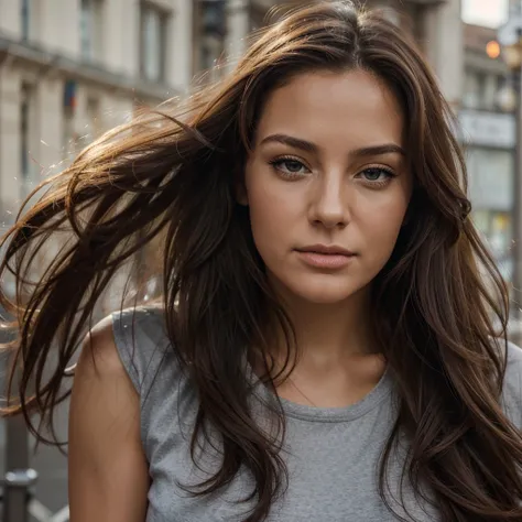 brune. true, reel , that the head, belle , instagramart , realistic,face, magnificent , yeux gris, long hair, luscious mouth, his btrassiere , cul jogging, Good , crunch, reel, realistic, do sport, 