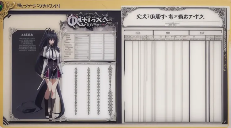 ((Best Quality)), ((Masterpiece)), (((detailed character sheet, frontal view, side view, three quarter view))) white background、whole body、whole bodyイラスト、whole bodyアニメーション、whole bodyリファレンスシート、Long Hair、black hair、smile、Cute face、Big Breasts、Long legs、Beaut...