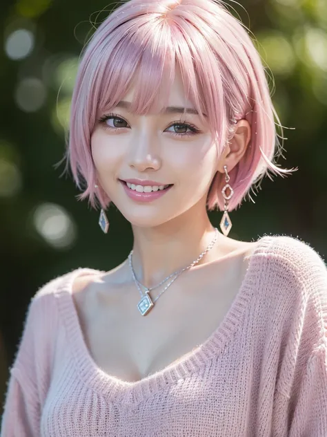 (8K, Highest quality, masterpiece:1,2), (Realistic, Realistic:1.37), Super detailed, One Girl,), (Very detailedな), (Beautiful and detailed), (Highest quality), (Very detailed ), (masterpiece), (Detailed face),20-year-old, ,1 Girl, ((Pink Hair,Very short ha...