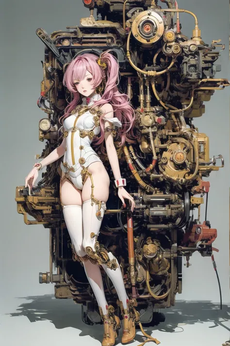 Highest quality,masterpiece,Ultra-high resolution,mechanical,Full Body Machine Girl、Under maintenance、nsfw,BDSM, Karakuri doll、Mixing tube、Steampunk Style、,nsfw, BDSM