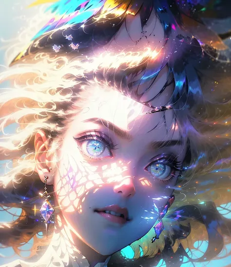 (((Masterpiece))), (((Best quality))), ((Ultra-detailed)),(Highly detailed CG illustration), ((An extremely delicate and beautiful)),Cinematic light, Create stunning fantasy artwork，fairy fantasy，the Flower Fairy，Transparent butterfly wings，Fairy stick，Lot...