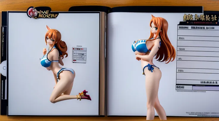 ((Best Quality)), ((Masterpiece)), (((detailed character sheet, frontal view, side view, three quarter view))) white background、one piece、whole body、whole bodyイラスト、whole bodyアニメーション、whole bodyリファレンスシート、High heels、Swimwear、Bikini、original、New World、Long Hai...