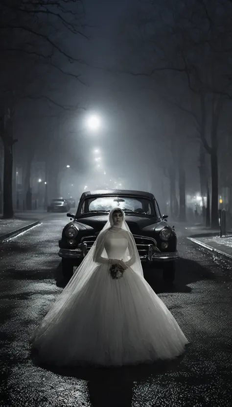 la dame blanche, assise sur la place passagère dans une voiture, qui nous regarde doit dans les yeux, un regard inquiet et terri...