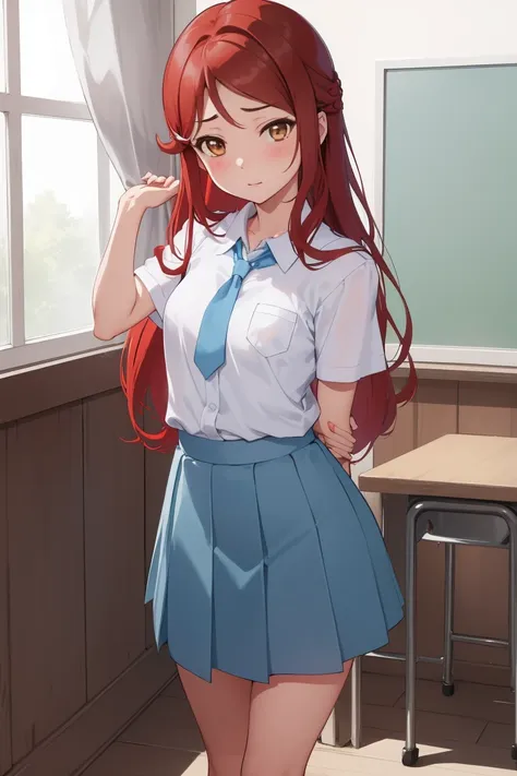 rikosakurauchi, riko sakurauchi, (brown eyes:1.5), hair between the eyes, long hair, (redhead:1.5), (small breasts:1.2), 
break ...