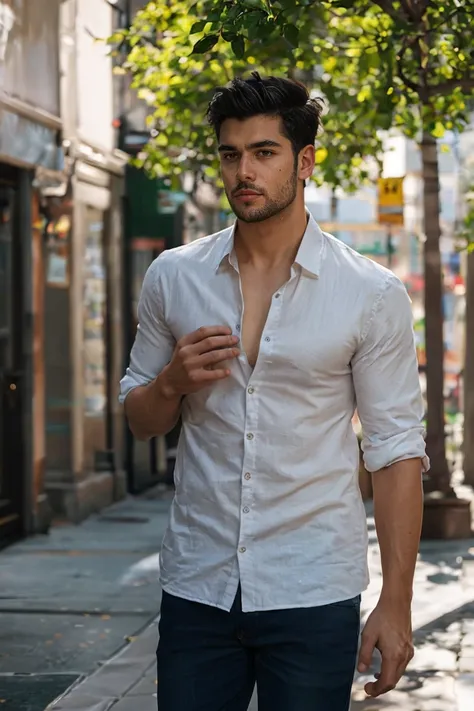 realistic amateur photo posted to facebook , handsome men , street