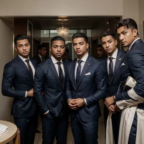 There are three guys in suits next to each other., una imagen de Nándor Katona, Instagram, dau-al-set, ronaldo luis nazario de lima., ronaldo luis nazario de lima., paul pepera pablo roldan, jose miguel roman frances, Mateo 9 5, mohamed subsides, David Rio...