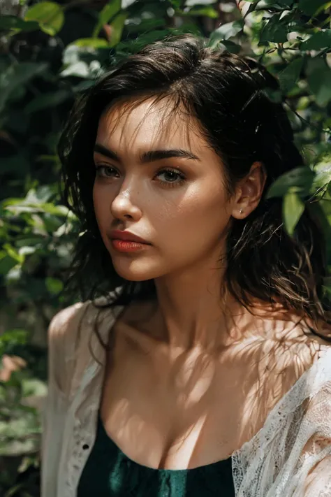 Stunning brunette woman with freckles, Portra 400 film photo, analog inspiration