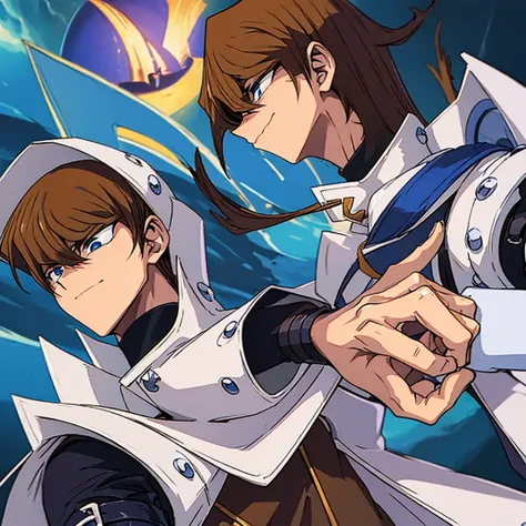 1 boy, Seto Kaiba, ,  , Brown hair,  , عين زرقاء ، جسم من الخلف ،حديقة،فخذ كبير، ، Seto Kaiba ، قميص من دون اكمام، وجه من الخلف، عين تنضر للأسفل, Duel Monsters 