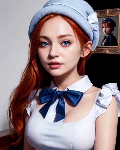 ((masterpiece)),(best quality),official art,extremely detailed CG,unity 8k wallpaper,ultra detailed,beautiful detailed eyes,extremely detailed face,1girl,solo,upper body,(portrait:1.5),looking at viewer,facing viewer,smile,ryuuguu rena,beret,white headwear...