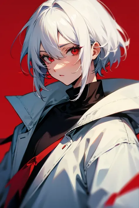 Anime character with white hair and red eyes 