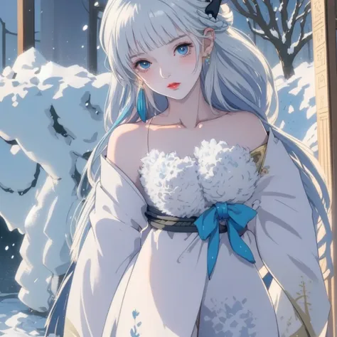 Anime girl in the snow, Beautiful anime girl,  anime style 4k, Beautiful anime woman, Beautiful anime, beautiful anime girl, flowing hair,  anime waifu wearing beautiful clothes, Beautiful anime style, Attractive anime girl, Beautiful anime artwork, anime ...