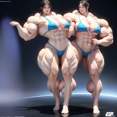 Highest quality、High resolution、Very detailed、Bright lighting、One girl、Full body photo、Black Hair、Short Hair、smile、(((Big Tits)))、(((Bikini)))、(((muscular)))、(((Hyper huge Muscle:1.2)))、(((Incredibly large muscles:1.2)))、(((Extremely large muscles:1.2)))、h...