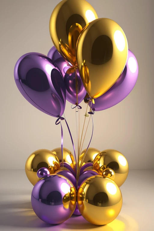 3D golden and purple balloons (just bottomless balloons and no extras)