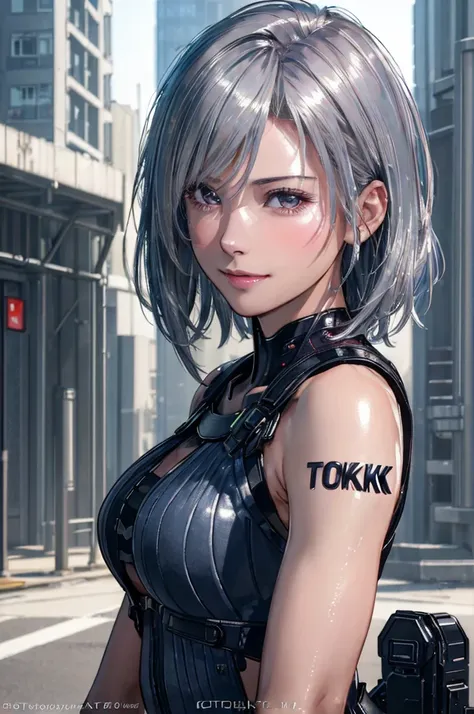 (8k, photorealistic, RAW photo, top quality: 1.4), (1girl), super beautiful, (realistic face), (boyish, silver-colored berry short hair), beautiful cyberpunk suit, glares seducing viewer, beautiful expression, beautiful breasts, (realistic skin), beautiful...