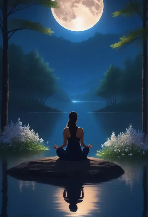 a photo of dasha taran, ohwx woman,a beautiful detailed figure of dasha taran meditates in a serene environment inspired by natu...