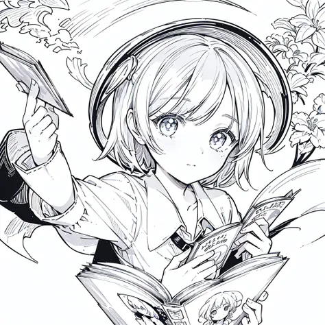 A girl,close up, wearing white shirt, reading a book, (best quality:1.3), (highres:1), (detailed:1.3), (incredible:1.3), (perfect:1.3), (perfection:1.3), (illustration:1.3), shes getting fun while reading it, dynamic on scene