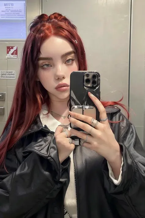 woman With red hair taking a selfie in a public restroom, soft devil queen Madison Beer, Madison Beer, 18 years, Ava Max, Instagram Template, :: Madison Beer, Madison Beer girl portrait, profile picture, 16 years old, Madison Beer as leeloo, Kylie Jenner, ...