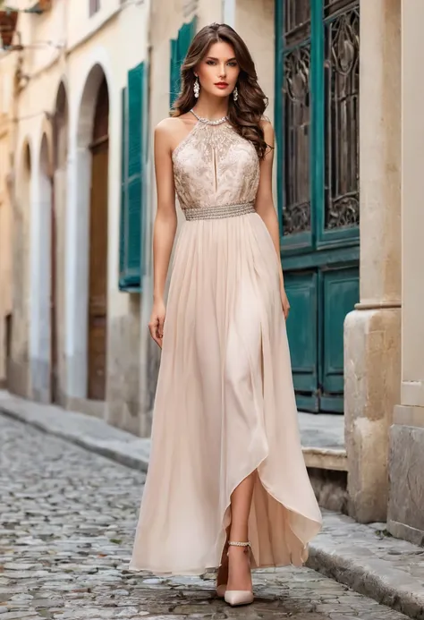 Romantic style, beautiful woman, beautiful clothes, beautiful  accessories, full length,