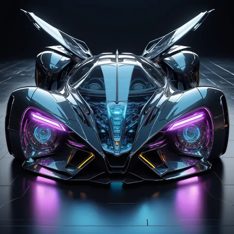 futuristic car, cyberpunk machine, futuristic chrome car, cool car design in the style of the batmobile, sci-fi car, 3d renderin...