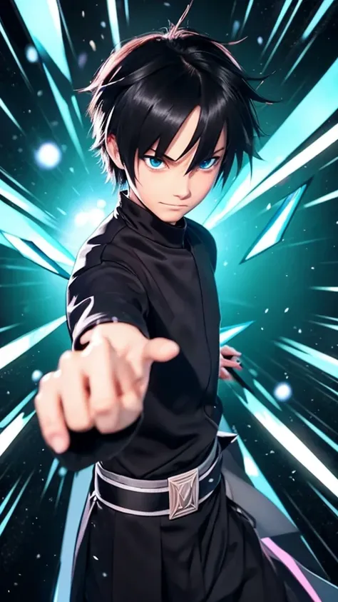 Cool kid ninja anime, holding shuriken