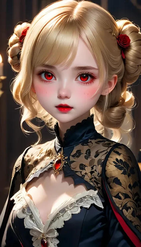 a girl drawn in great detail、unparalleled beauty、cute face、little red cheeks and nose、ultra-detailed eye、very detailed顔と瞳、small ...