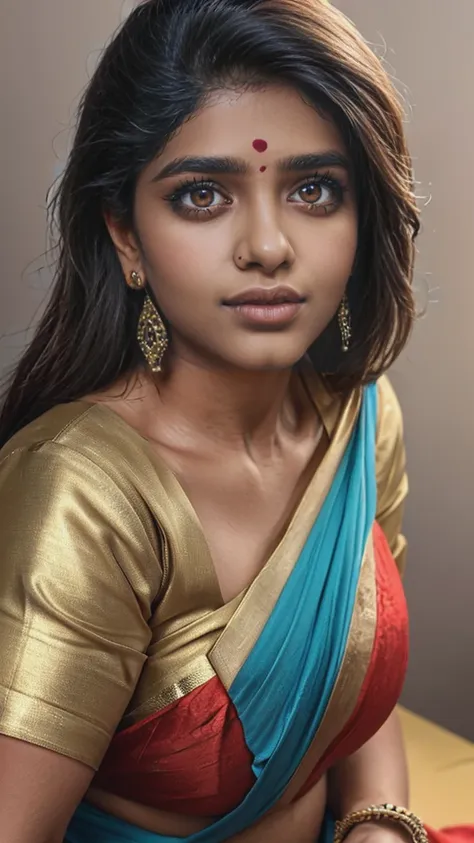 22 year old indian woman, tall, bright eyes, big lips, huge breasts, detailed anatomy, realistic, beautiful detailed eyes, beaut...