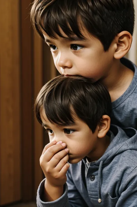 A boy sniffing 