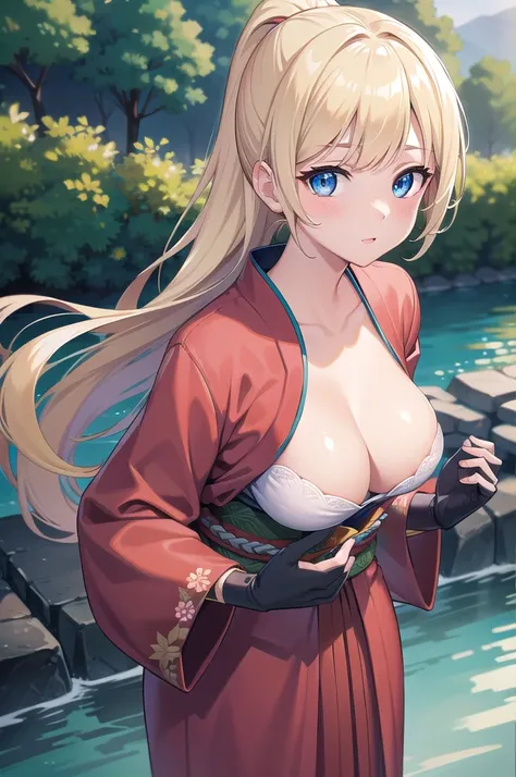 beatrixamerhauser, beatrix amerhauser, long hair, blue eyes, blonde hair, gloves, ponytail, (medium breast:1.2),
BREAK japanese clothes, kimono, yukata,
BREAK looking at viewer,
BREAK outdoors, onsen,
BREAK (masterpiece:1.2), best quality, high resolution,...