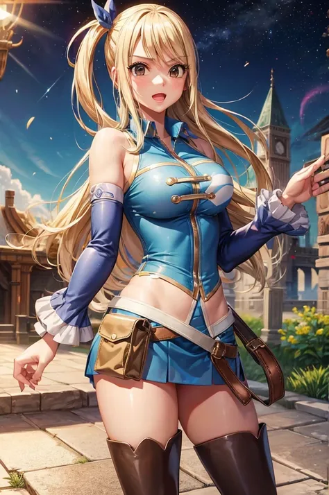 lucy heartfilia, miniskirt, thigh boots