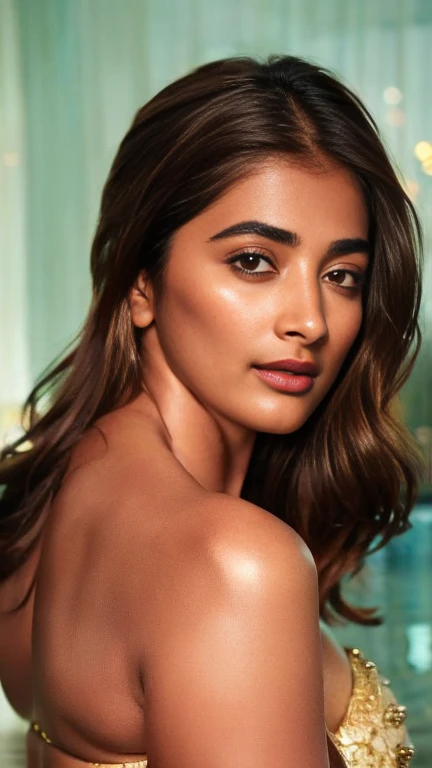 No make up, cold temperature,extreme close up photo of semi naked Pooja hegde,silk bikini,hotel bedroom,  intricate details, cold room, lean eyebrow, pooja hegde,pooja1, kodak