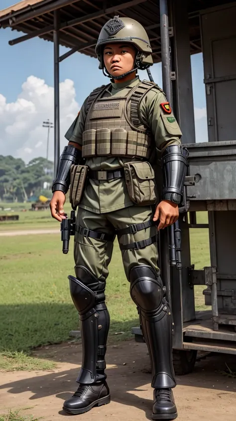 Indonesian national army fully armed with 4k full body armor
