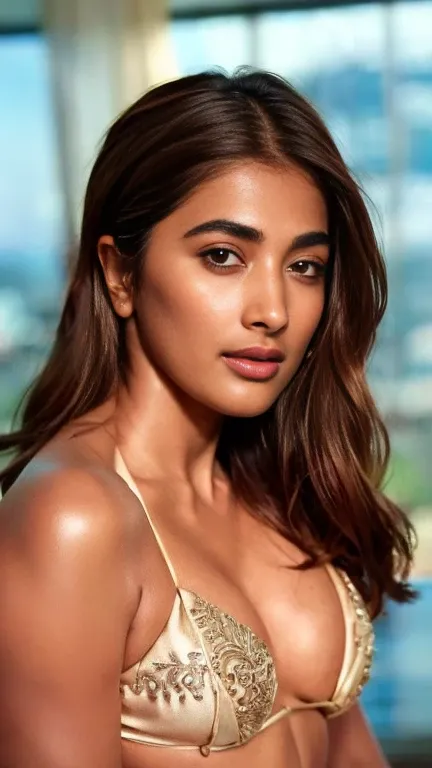 No make up, cold temperature,extreme close up photo of semi naked Pooja hegde,((silk bikini)),hotel bedroom,  intricate details, cold room, lean eyebrow, pooja hegde,pooja1, kodak, looking at viewer,detailed background