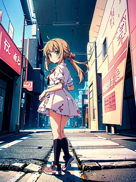 kawaii anime girl standing in a landscape