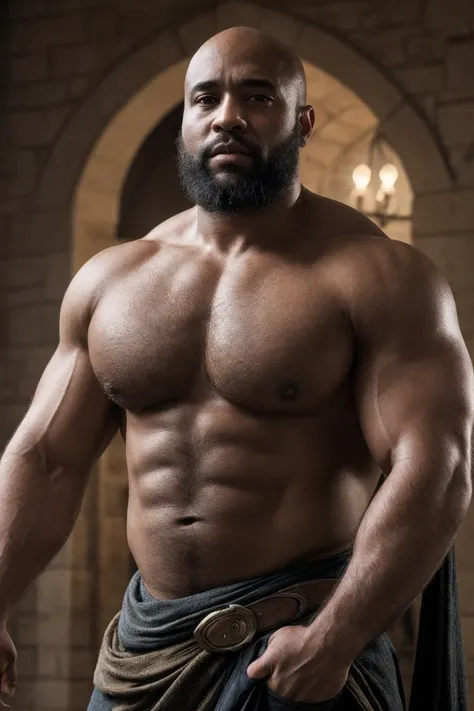 8K HDR Hyperrealistic Very Detailed Highest Realistic Quality very Realistic 8KUHD very detailed highly photorealistic very realistic highly detailed closeup portrait photo of a Realistic Bald Black African American Rugged Bald Daddy Hairy Bearded Bear Bur...