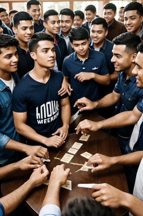 A young man at a reunion of classmates looking at how everyone formed his family except him. 