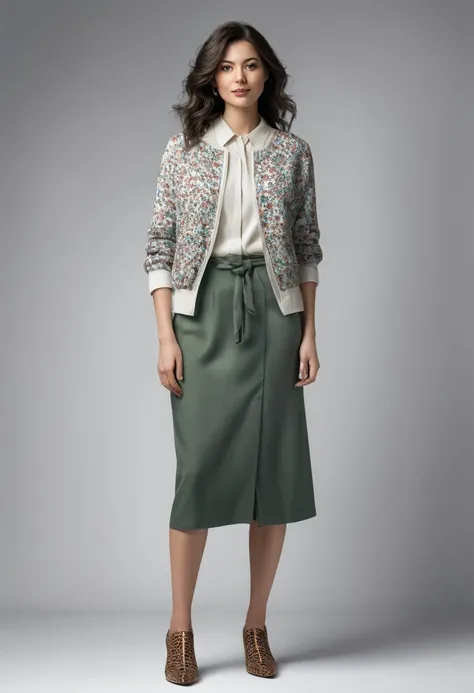 a photorealistic fullbody image of woman wearing twee style clothing 