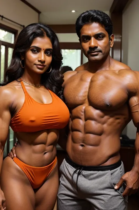 A 35 years brown tamil lady with his body builder husband 