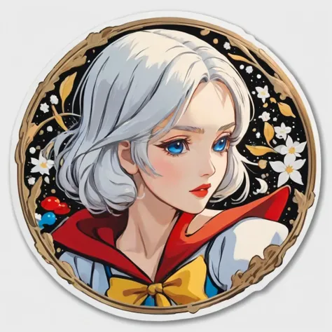 (a sticker,),(3D anime gojo),snow-white hair,(In circlerown background), (pollock border)（oil painting style）， ultra - detailed, best quality, Detailed diagram, vectorized, 8K, Professional a sticker design, Graphic design, vector lines, a sticker, Full-HD