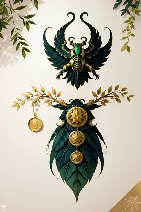 1sticker，a sticker， Nikkaze，（A tree full of gold coins），(Brilliant décor)，（Fortune cicada），（Traditional coats of arms），gold coins，Golden branches and jade leaves，Background brushstrokes in ink style，water ink， white backgrounid， nothing background， simple ...