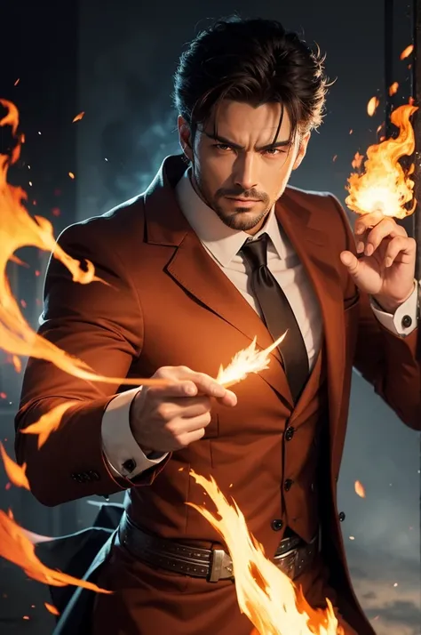 A very handsome man with fire powers