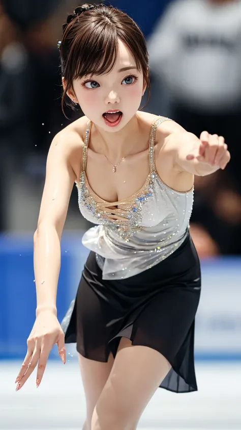 Ice dance practice、Highest quality、Highest quality、Super detailed、Particles of light:0.5、、Ice skating rink、Beautiful Eyes、Natural Texture、、French Braid、Body wet with semen、Wet vagina、Exposed female genitalia、、Vagina in full view、、Male genitalia enter femal...