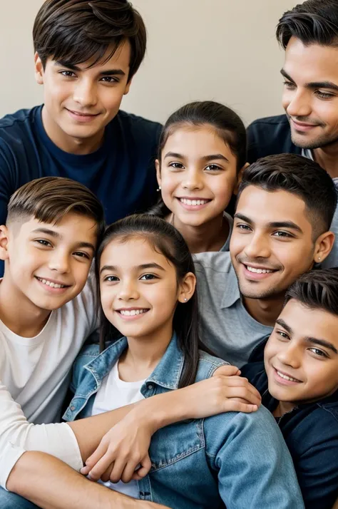 A gay couple with an older daughter and a younger son. 