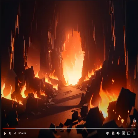 a close up of a video players screen with a fire scene, unreal engine 5 environment, unreal engine 5 render dramatic, unreal engine 5 demo, unreal engine 5 rendered, unreal engine 5 lighting, unreal engine 5 full rendering, rendered unreal engine 5, unreal...