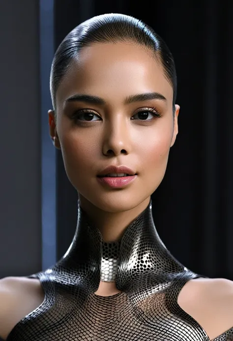 Here is a prompt for creating an image:
"Design a stunning and alluring female humanoid AI robot inspired by the film Ex Machina. The robot should have a face resembling that of an extremely gorgeous lady, with human-like, realistic skin. Ensure that the s...